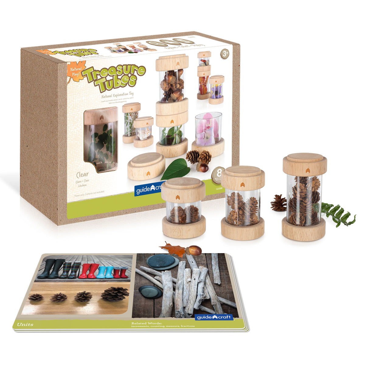 Guidecraft Treasure Tubes – Lot De 8 Tubes Transparents Empilables Pour Exploration Sensorielle Et Affichage – Dès 3 Ans