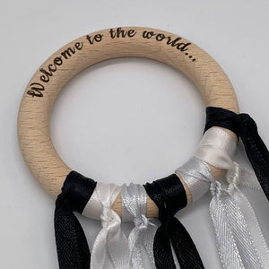 'Welcome to the World' Monochrome Sensory Ribbon Ring