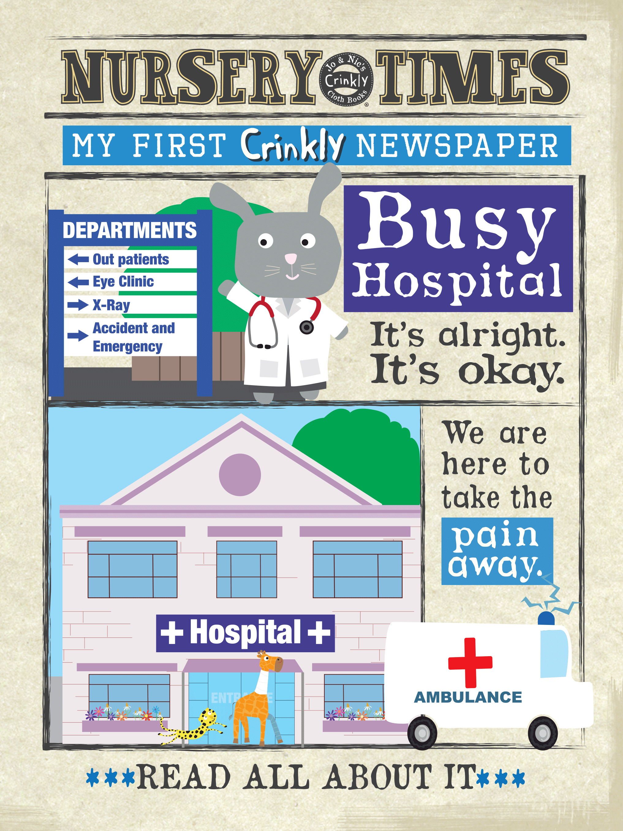 Crinkly Cloth Newspaper - A Busy Hospital