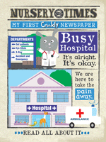 Load image into Gallery viewer, Crinkly Cloth Newspaper - A Busy Hospital
