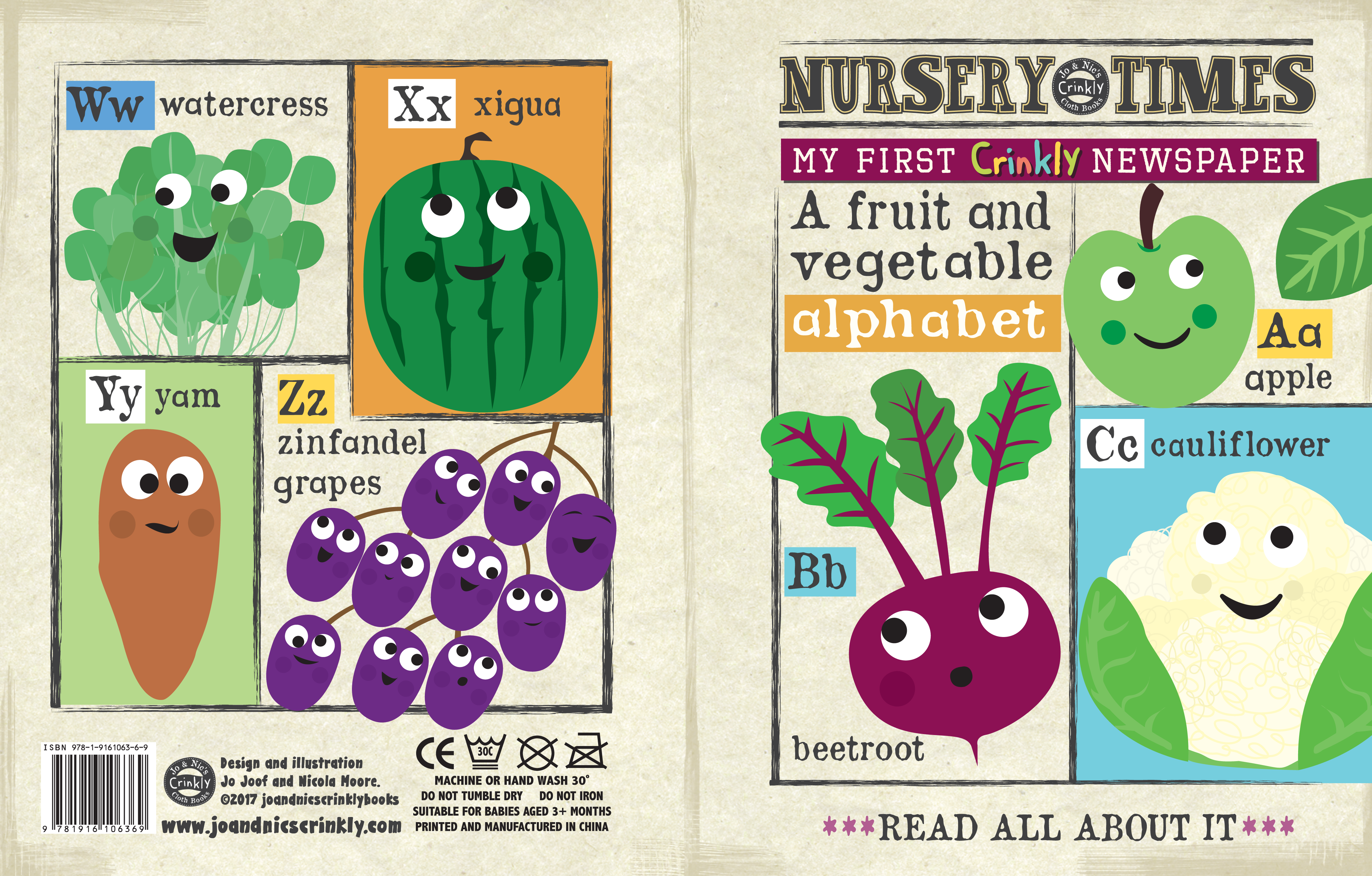 Crinkly Cloth Newspaper - A to Z Fruit & Veg
