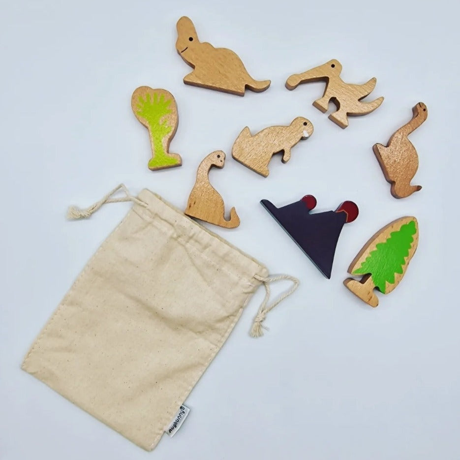 Wooden Dinosaur Play Bag