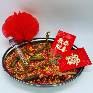 chinese new year sensory play kit set up on tray