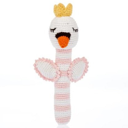 Fair Trade Crochet Swan Stick Rattle