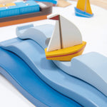 Load image into Gallery viewer, Wooden Blue Water &amp; Boat
