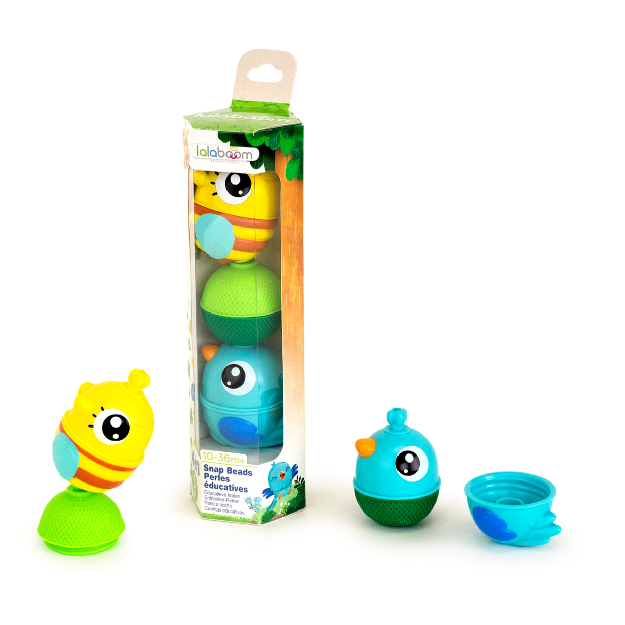 Lalaboom Educational Beads Animal Tube 6pc Mini Senses