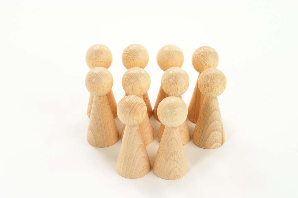 TickiT Natural Beechwood Conical Figure / Large Peg Doll