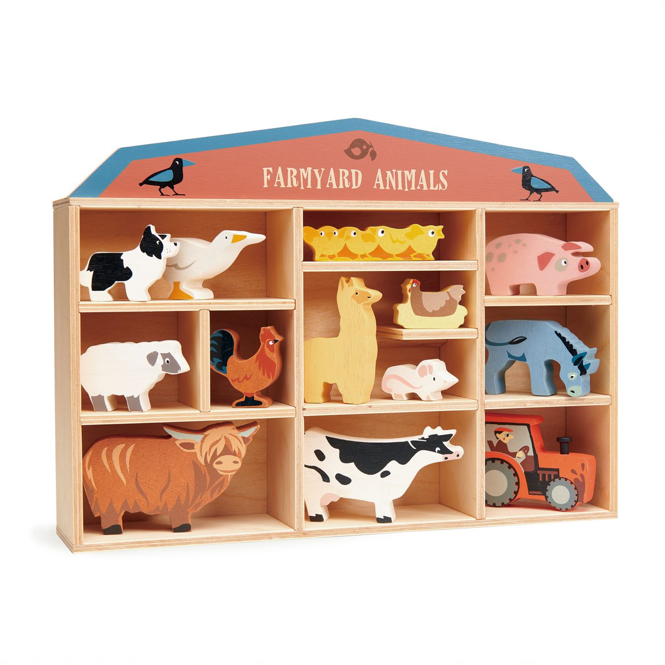 Wooden Farmyard Animals & Shelf Set