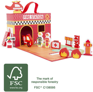 Wooden Fire Brigade Play Set