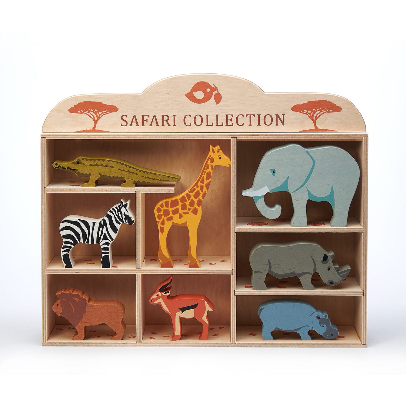 Wooden Safari Animals & Shelf Set