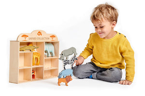 Wooden Safari Animals & Shelf Set