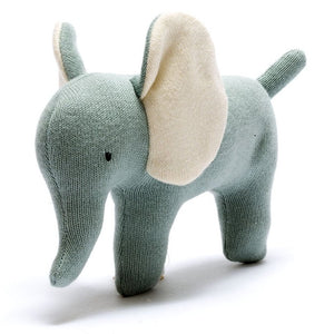 Knitted Organic Cotton Small Teal Elephant