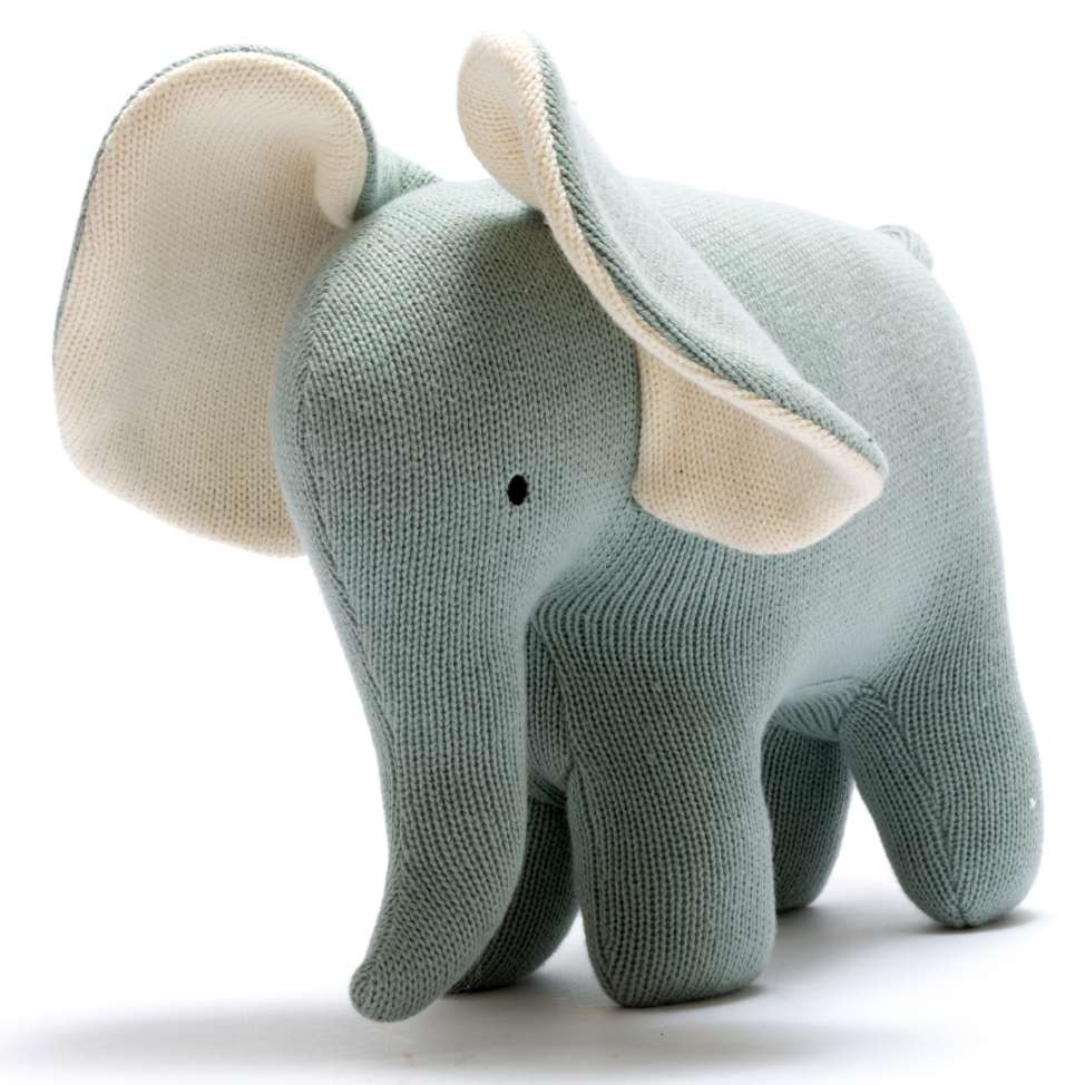 Knitted Organic Cotton Large Teal Elephant