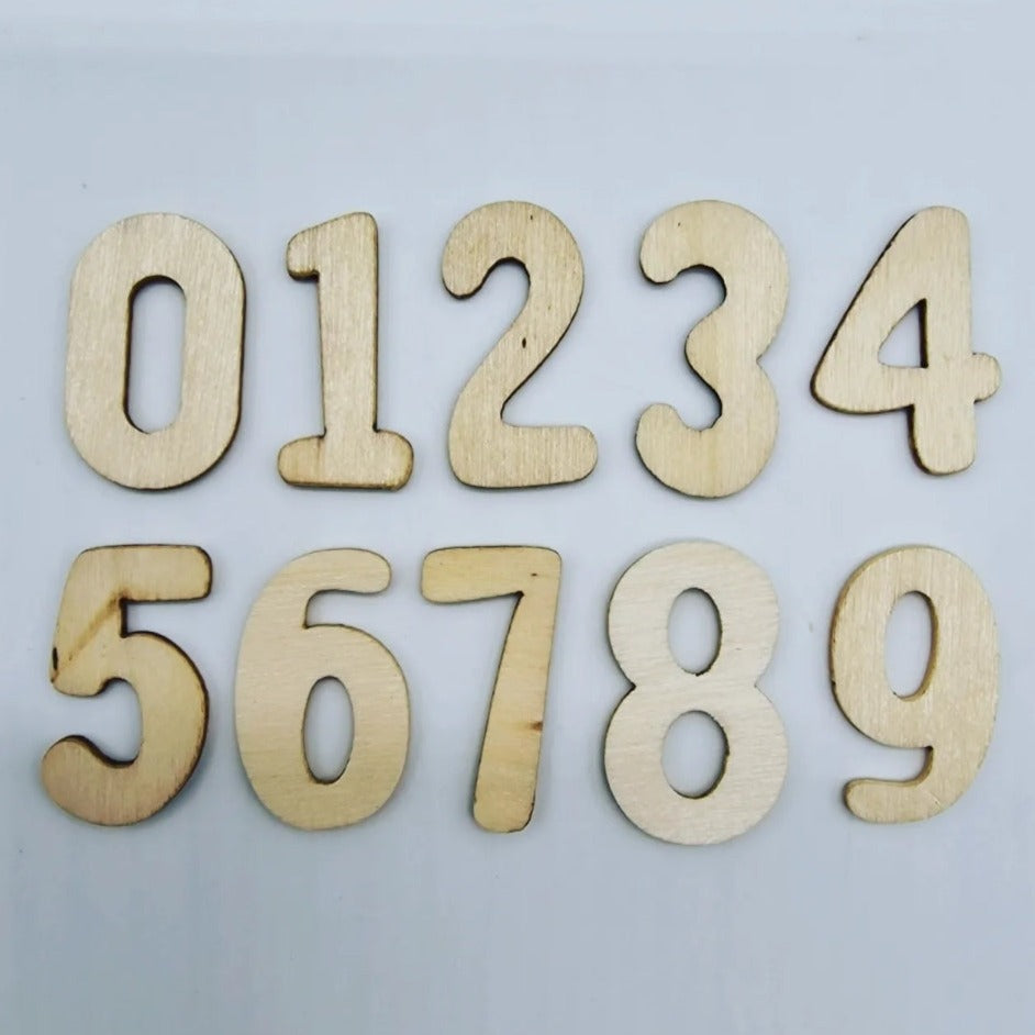 Natural Wooden Numbers (0-9)